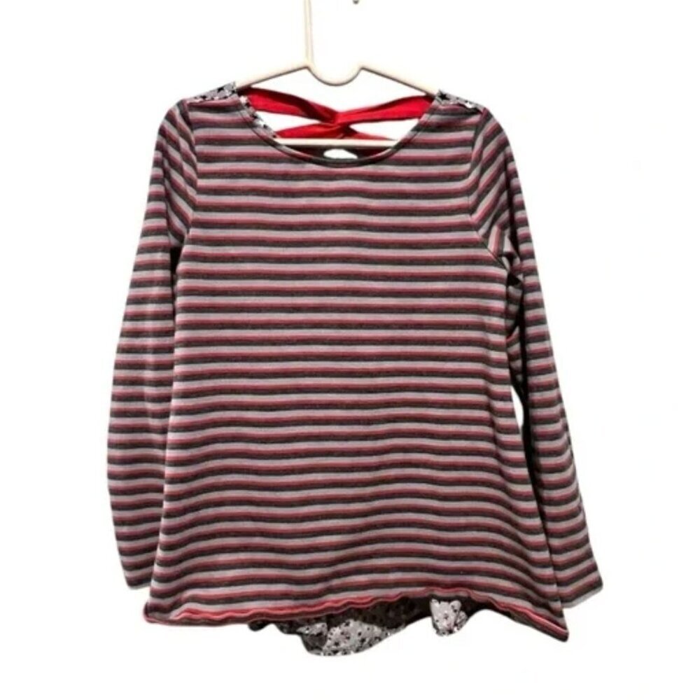 Matilda Jane Long-Sleeve Striped & Star Print Top Crisscross Back Detail Size 8